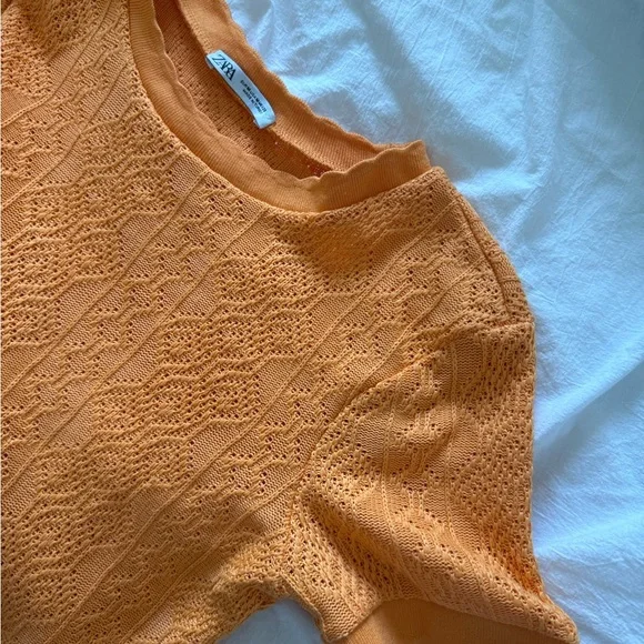 Zara Orange Textured crop Top - Picture 2 of 2